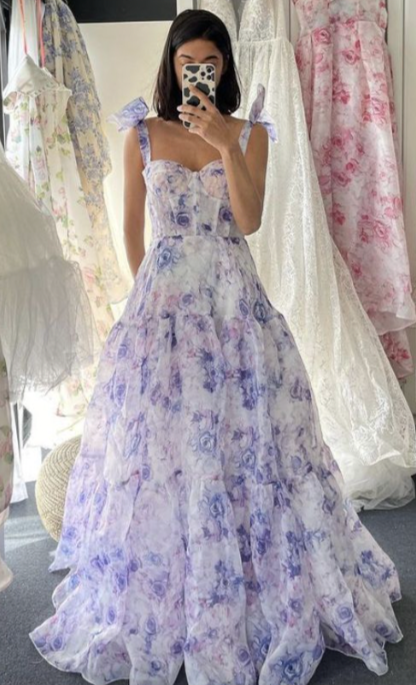 Floral Prom Dresses Straps