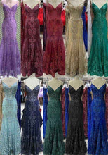 Charger l&#39;image dans la galerie, Green Spaghetti Straps Prom Dresses with Appliques Lace