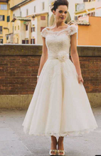 Load image into Gallery viewer, Tea Length Wedding Dresses Bridal Gown with Sleeves Lace