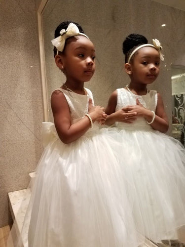 Floor Flower Girl Dresses with Lace Bowknot