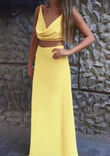 Load image into Gallery viewer, Two Piece Yellow Prom Dresses for Women