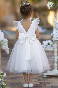 V Neck Flower Girl Dresses V Back