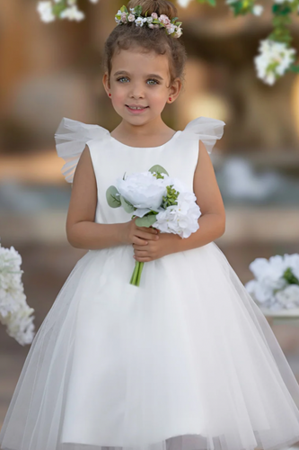 V Neck Flower Girl Dresses V Back