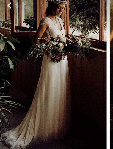 Vintage Wedding Dresses Bridal Gown Cap Sleeves