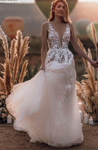 Load image into Gallery viewer, V Neck Wedding Dresses Bridal Gown with Appliques Lace