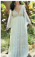 Load image into Gallery viewer, V Neck Wedding Dresses Bridal Gown with Long Sleeves