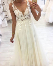 Load image into Gallery viewer, V Neck Wedding Dresses Bridal Gown with Lace