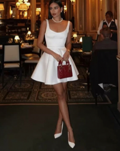 Short White Homecoming Dresses with Bowknots