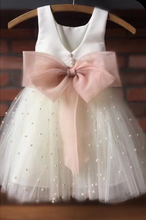 Load image into Gallery viewer, Flower Girl Dresses White with Pearls Sash