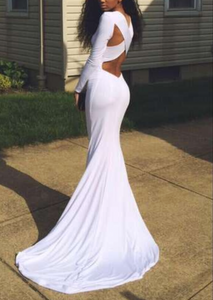 White Prom Dresses Criss Cross Long