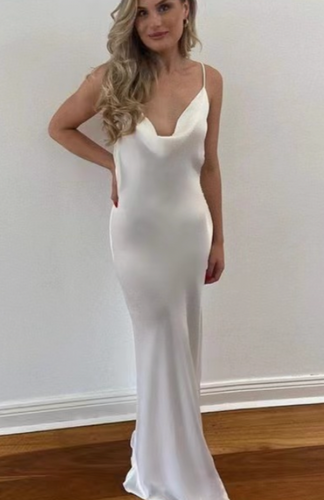 White Silk Prom Dresses Backless