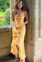 Load image into Gallery viewer, Prom Dresses Yellow Gown Spaghetti Straps
