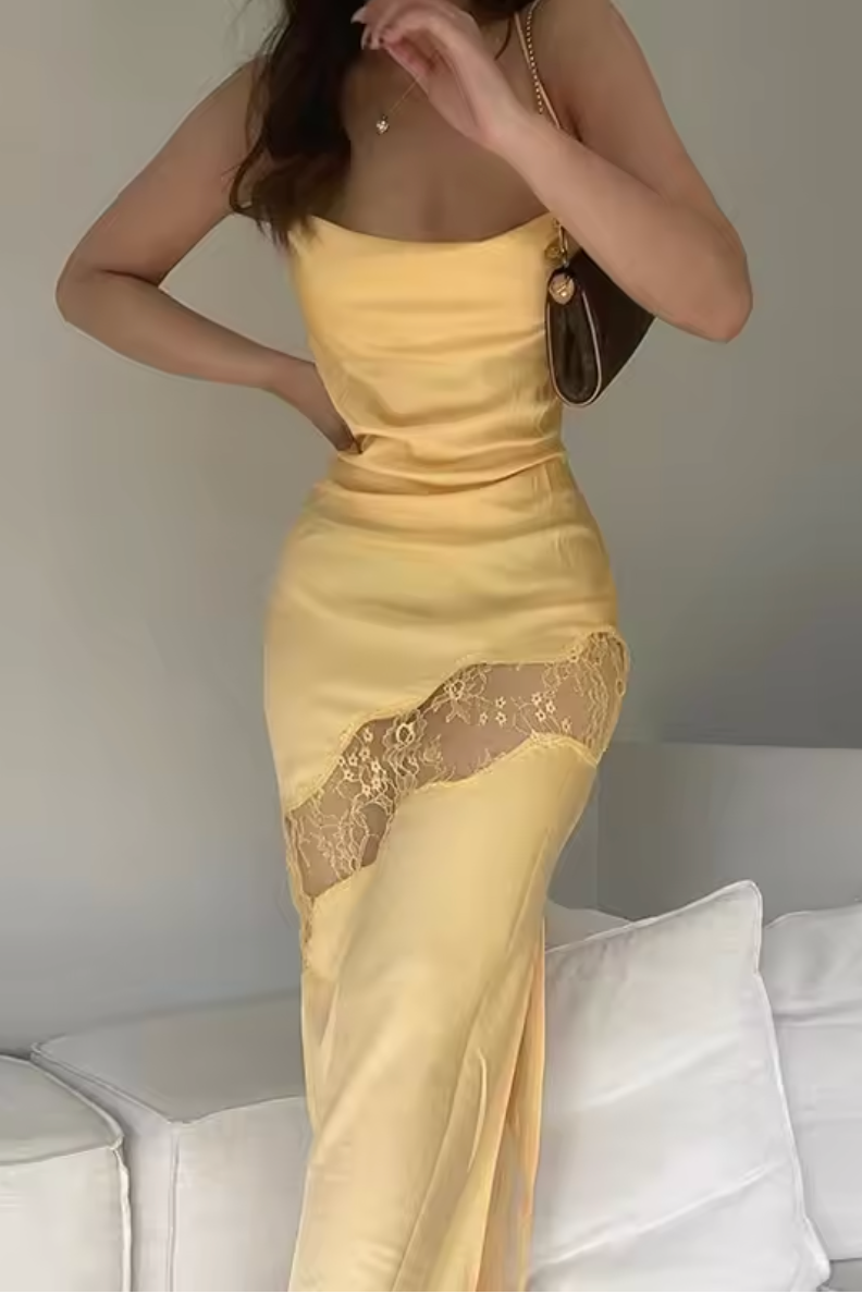 Yellow Prom Dresses Sheath Prom Gown