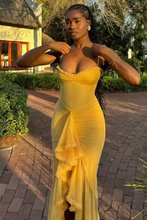 Load image into Gallery viewer, Prom Dresses Yellow Gown Spaghetti Straps