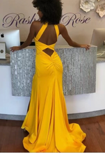 Load image into Gallery viewer, Yellow Prom Dresses Slit Side with Rhinestones