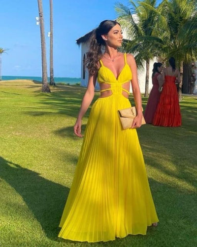 Yellow Prom Dresses Floor Length for Women
