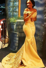 Laden Sie das Bild in den Galerie-Viewer, Off Shoulder Prom Dresses Yellow