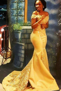 Off Shoulder Prom Dresses Yellow