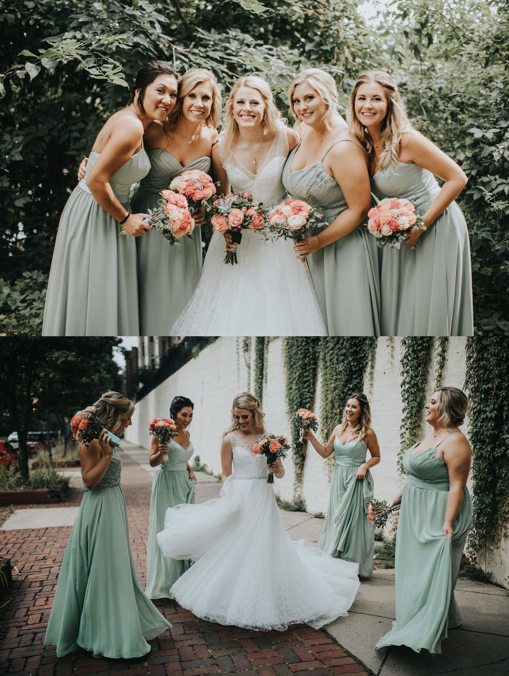 Mismatch 3 Styles Sage Green Bridesmaid Dresses for Wedding Party