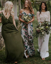 Laden Sie das Bild in den Galerie-Viewer, Spaghetti Straps Dark Olive Green Bridesmaid Dresses for Wedding