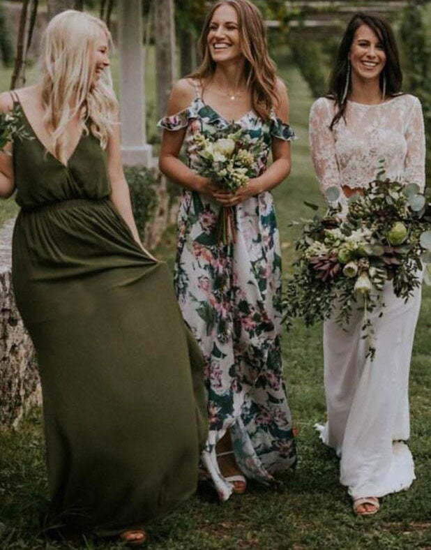 Spaghetti Straps Dark Olive Green Bridesmaid Dresses for Wedding