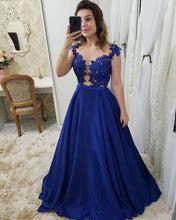 Load image into Gallery viewer, Royal Blue Long Prom Dresses with Appliques