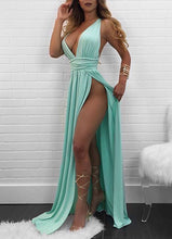 Laden Sie das Bild in den Galerie-Viewer, Sexy Deep V Neck Split Side Prom Dresses Under 100