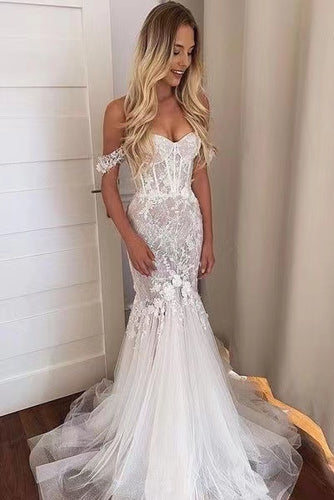 Off Shoulder Wedding Dresses Bridal Gown Mermaid Lace