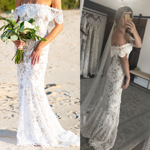 Beach Lace Wedding Dresses Bridal Gown