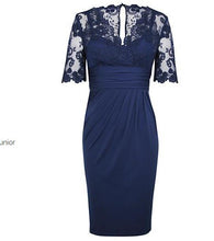 Charger l&#39;image dans la galerie, V Neck Sheath Mother of the Bride Dresses with Half Sleeves