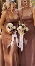 Charger l&#39;image dans la galerie, Sage Bridesmaid Dresses Spaghetti Straps Slit Side Criss Cross