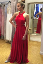 Carica l&#39;immagine nel visualizzatore di Gallery, New Arrival Halter Red Long Prom Dresses with Beaded