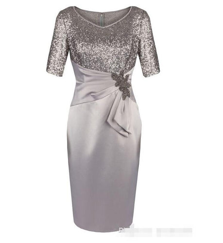 V Neck Sheath Mother of the Bride Dresses with Sequins