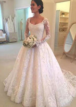 Load image into Gallery viewer, Square Long Sleeves Lace Wedding Dresses Bridal Gown