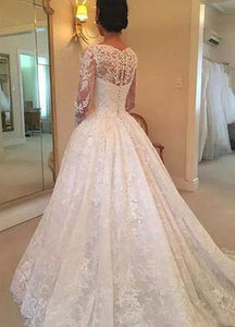 Square Long Sleeves Lace Wedding Dresses Bridal Gown