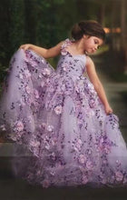 Load image into Gallery viewer, Lavender Flower Girl Dresses Princess Dresses with 3D Flowers