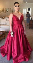 Load image into Gallery viewer, Dark Fuchsia Sweep Train Prom Dresses Under 100