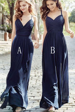 Charger l&#39;image dans la galerie, navy blue long prom dresses evening gowns