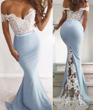 Load image into Gallery viewer, Off the Shoulder Bridesmaid Dresses with Appliques