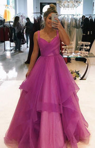 Straps Fuchsia Long Prom Dresses GH8