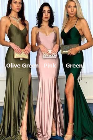 Spaghetti Straps Mermaid Long Prom Dresses Evening Gowns