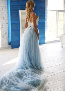 Sweetheart Sky Blue Wedding Dresses Bridal Gown