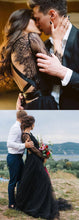 Load image into Gallery viewer, Black Tulle Wedding Dresses Bridal Gown with Long Sleeves