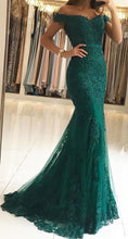 Laden Sie das Bild in den Galerie-Viewer, Off the Shoulder Long Prom Dresses with Appliques