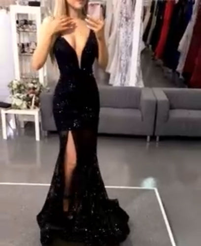 Deep V Neck Mermaid Prom Dresses for Women