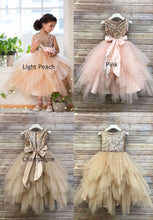 Carica l&#39;immagine nel visualizzatore di Gallery, Sleeveless Sequins Ankle Length Flower Girl Dresses with Sash