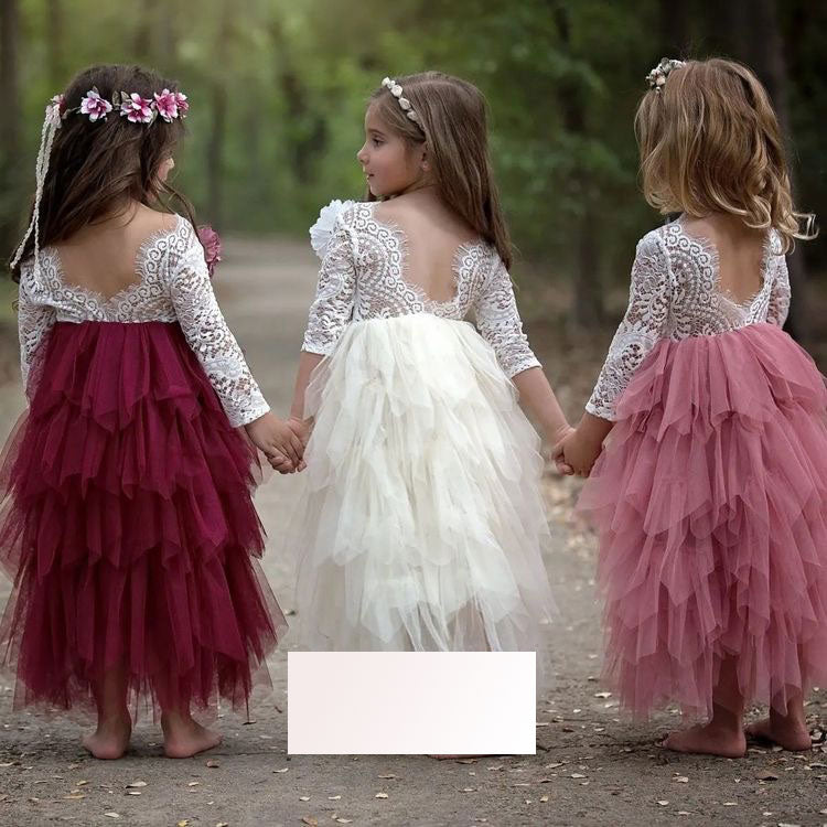 Scoop Ankle Length Flower Girl Dresses with Sleeves