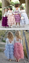 Load image into Gallery viewer, Ankle Length Tulle Flower Girl Dresses with Sleeves