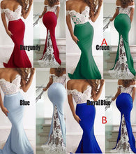 Load image into Gallery viewer, Off the Shoulder Mermaid Bridesmaid Dresses with Appliques