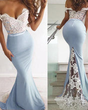 Load image into Gallery viewer, Off the Shoulder Mermaid Bridesmaid Dresses with Appliques